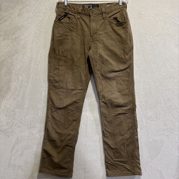 Ariat Rebar M4 Pants Men's 32x32 Khaki Relaxed Straight Workwear Utility Pockets - Picture 1 of 16